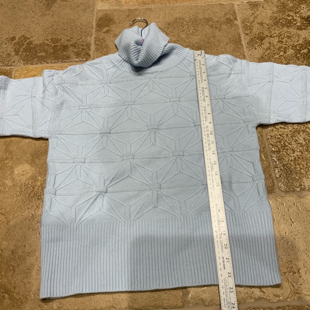 Women's Light Blue Turtleneck Sweater - Picture 4 of 5